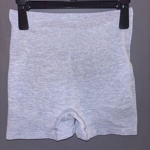 Gray and Blue Bike Shorts with Seamless Waistband